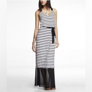 Express Black and White Sleeveless Maxi Sundress